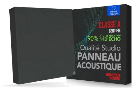 Addictive Sound Panneau Acoustique Mural Premium 50x50x11 cm, Anthracite | Classe A · laine Isover · kit mur/plafond inclus