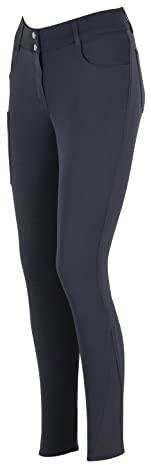 Lazura - Damen Reithose Pia | Vollbesatz aus Silikon | Reiterhose mit seitlicher Handytasche & 4 Einschubtaschen | dunkelgraue Vollbesatzreithose | Reitbekleidung in Größe 44