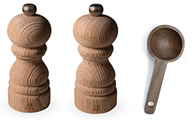 Peugeot Paris Nature - Molinillos de sal y pimienta (12,7 cm, con cuchara de madera para especias)