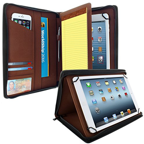 KHOMO Universal Tablet Case for 11 to 13 Inch Tablets Padfolio for iPad Pro 12.9 All Generations - Leather Black