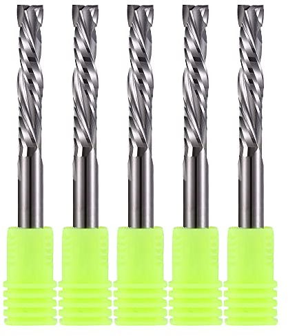 EU_HOZLY Lot de 5 fraises à compression en carbure de tungstène Up&Down - 2 flûtes - 6 mm - Tige de 6 mm - Diamètre de coupe : 32 mm - Pour fraiseuse CNC