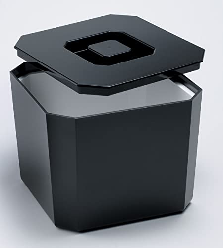 Ice Bucket with Lid Black, 6 Litre, Octagonal & Double Walled Insulation, BPA Free, Ice Buckets, Ice Buckets for Parties, UK Made, Perfect for Home Bars, Bar Accessories, Pubs, BBQs and Picnics