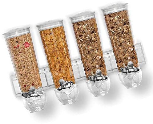CHAMEEN Wall Mounted Dry Food Dispenser Pack of 4 Kitchen Dispenser Container for Cereal Oatmeal Sweets