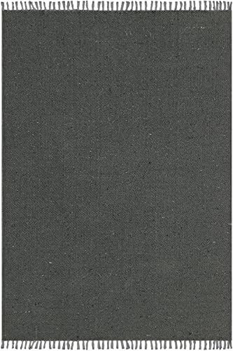 CASAVANI Handblockbedruckter Baumwollteppich, handgefertigt, Fester Bereich, Boho-Kelim-Teppich, schwarz, flach, gewebt, für den Innenbereich, Zuhause/Büro 120 x 600 cm (4 x 20 Fuß Läufer)