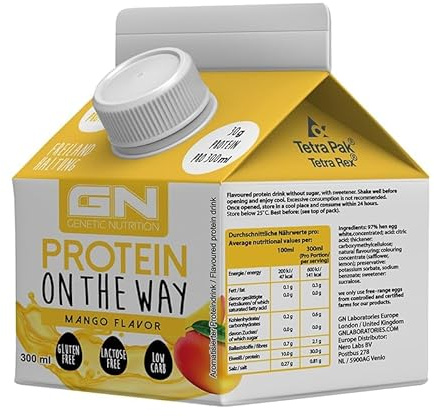 Egg White Liquid – Eiweiß aus Freilandhaltung – praktischer laktosefeier Eiklar Protein Drink – High Protein, Low Carb – Pasteurisiert, Ideal für Shakes, Kochen - Protein on the Way (6 x 300ml Mango)