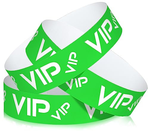 Teling 500 Pcs VIP Plastic Wristbands for Events, Fluorescent Green