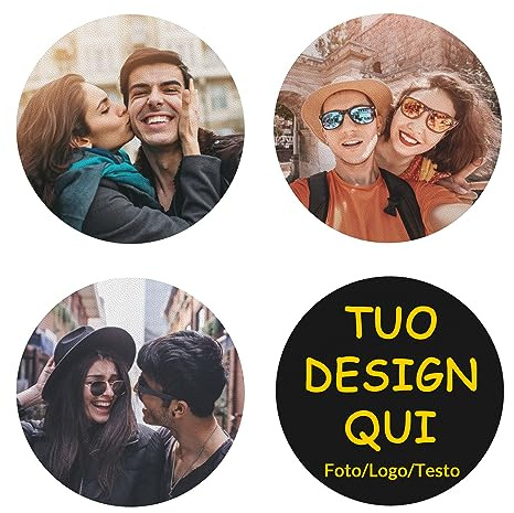 Sottobicchieri Personalizzati con Foto, Set di Sottobicchieri in Pelle PVC con Immagine e Testo, Regalo Personalizzato per Coppie, Famiglia e Amici, Tappetini per Bicchieri e Tazze, Rotondi, 4 Pezzi