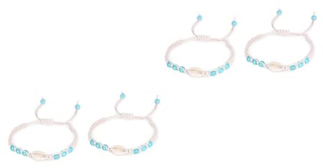 Abaodam 4 Stück Strandmuschel Muschel Armreif Muschelarmband Schmuck Geflochtenes Armband Mädchen Conch-armband Strandarmband Mädchen Gewebter Armbandschmuck Weiß Fräulein Hawaii Optional