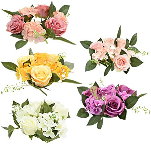 Zerodeko Blumenkerzenkranz 5 Stück Künstliche Rosenkerzen Elegante Hochzeitsdekoration Für Tischdekoration