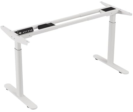 Radlove Dubbelmotor, höjdjusterbar skrivbordsram, justerbar bordsram, ståbordsben för 120 till 178 cm bordsskiva med 4 minneskontroller (vit + cylindriska ben)