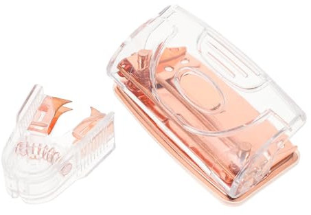 HONMEET Roségold Büro-locher Und Heftklammerentferner Transparent Locher Stabiles Heften Und Präzises Klammerentfernen Für Schreibtisch Und Büro