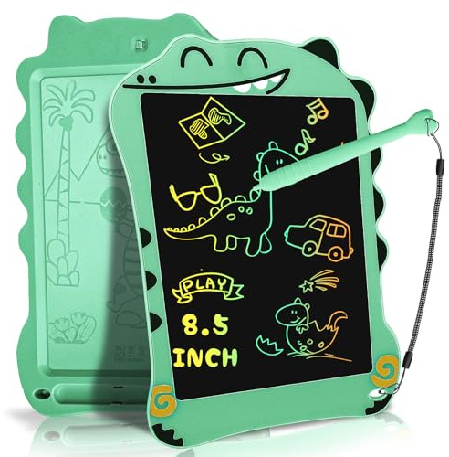 Dinosaur LCD Writing Tablet, 8.5Inch Green Toddler Drawing Pad for Kids | Reusable LCD drawing pad, Ideal birthday gift for girls boys ages 3 4 5-12. Lightweight, portable, perfect for travel & home