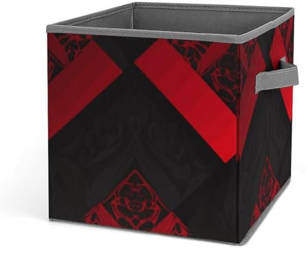 GFLFMXZW Aufbewahrungskörbe, Schrank-Organizer-System, faltbare Aufbewahrungswürfel mit Griffen, Spielzeugbox, Kleideraufbewahrungskorb, große Kapazität, Aufbewahrungsboxen für Zuhause, Rot / Schwarz