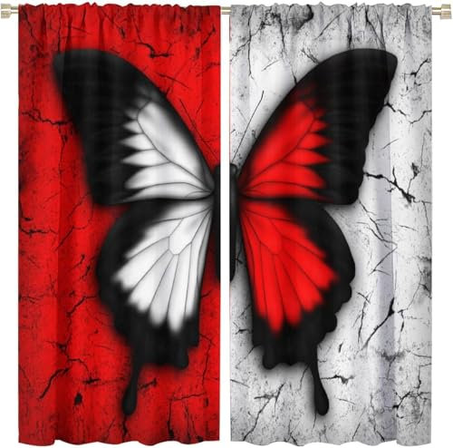 Kinder Verdunkelungsvorhänge Bunter Blumenschmetterling 3D Polyester Ösen Vorhang, Für Wohnzimmer Schlafzimmer Blickdicht Schallschutzvorhänge 2Er Set 280 (B) X 250 (H) cm - Jungen Und 9426351815185