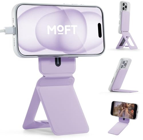 MOFT Phone Tripod Wallet for iPhone, Mulit-Angles, Lightweight & Portable Phone Stand, MOVAS Vegan Leather Magnetic Wallet, Strong Magnets, NFC Card Holder,Travel Essential, Peony (with Card Slot)