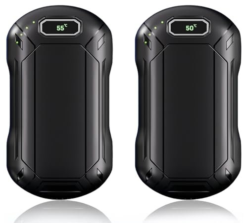 2-pack 6000mAh laddbara handvärmare, 20 timmars långvarig uppvärmning, 3-nivåig justerbar temperatur, fickstorlek, perfekt för camping, skidåkning, jakt, menstruation, julklappar (Svart)