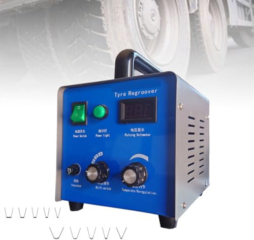 guoyjmm Elektrische Reifennutmaschine, 450W 220V Tragbares LKW-Reifen-Regroover, Gummi Graviermaschine mit 10 Stück U/V-förmigen Klingen for PKW-LKW-Motorradreifen
