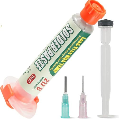 Sn42/Bi58 Lead Free Solder Paste 138°C Welding Tin Paste with Syringe Comes 2 Dispensing Tools 1 Push Rod Welding BGA SMT (1.05oz/30g)