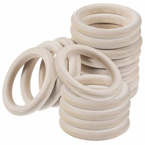 16 Stück Holz Ring, Holzringe Zum Basteln, 7cm Natürlich Holz Ringe, Makramee Ringe, Makramee Ringe Holz, Gardinenringe Holz, Holzkranz, Für Basteln DIY Handwerk Ring Anhänger Hochzeitskranz Deko