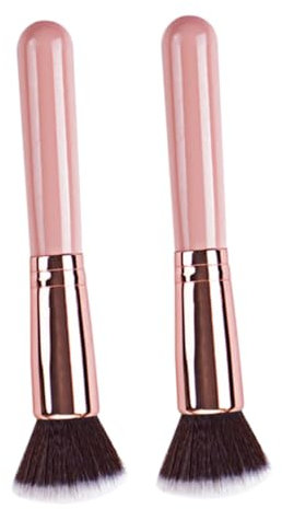 Ipetboom 2stücke Fundationspinsel Mit Holzgriff Für Flüssig-foundation Tragbarer Schönheitspinsel Kosmetikwerkzeug Für Make-uppinsel Rosa