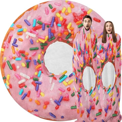 Abaysto Donut Wrap Blanket Funny Realistic Round Food Blanket Soft Plush Flannel Throw for Kids & Adults 200cm(79)
