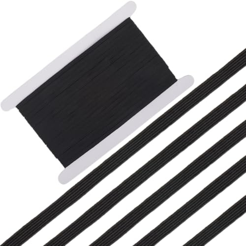 GORGECRAFT Banda Elástica Plana de 30 m 5mm Negra Fina para Coser Manualidades Faldas Cinturillas Vestidos Ropa Mercería Accesorios Suministros.