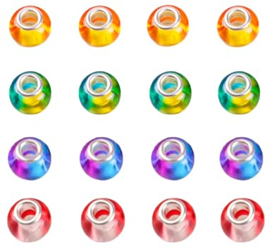 Breloque en Verre de Murano, 16PCS Colours Charm en verre de Murano Vague, Bracelet et Pendentif chaîne pour Femme, pour les bracelets bricolage