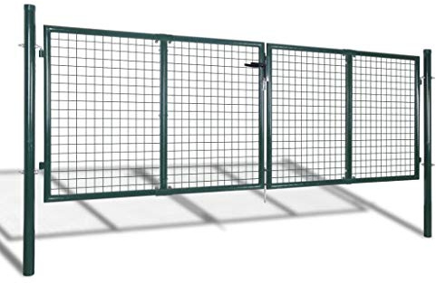Refined Gartentor Doppeltor Zauntür Tor Garten Zaun Pforte Gartenzaun Tor 289x125 cm/306x175 cm Stahl Grün