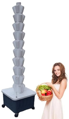 Vertical Hydroponic Tower,Soilless Hydroponic Planting Columns Tower,Vertical Tower Planters,Hydroponics Growing Tower,for Indoor/Outdoor,White-10-layer