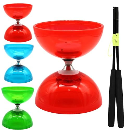 PEHHAH LED Diabolo Chinese Yoyo Set,Triple Bearing Diabolo Chinese Yo-yos Jonglierspielzeug Bunte Leuchtdiabolo mit Diablo Sticks (Rosa)