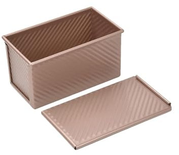 Moule à pain avec couvercle - Moule à pain anti-adhésif pour sandwich, pain, four - Capacité de 0,5 kg - Ensemble d'ustensiles de cuisson en céramique avec couvercles (or rose, taille unique)