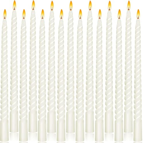 EXTRAPINS 12 Stück Spiralkerzen, Stabkerzen Gedreht, 25.4 Cm, Weiß | Lange Kerzen, Gedrehte Stabkerzen, Spitzkerzen, Gedrehte Deko Kerzen, for Dinner Party, Hochzeit and Dekoration