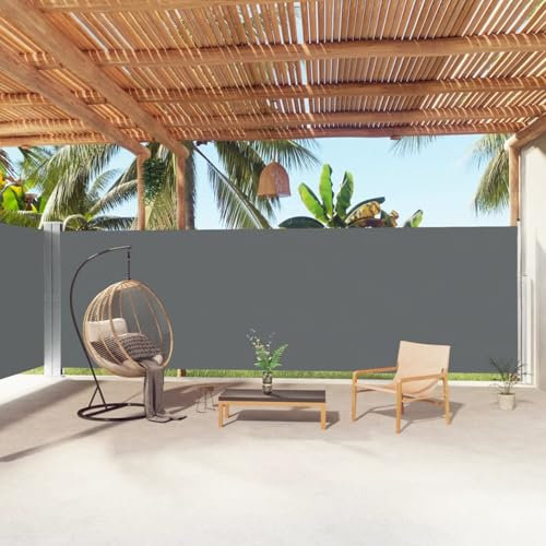 IKAYAA Toldo Lateral Retráctil, Pantalla Enrollable, Protector Solar a Prueba de Viento, Privacidad para Jardin, Balcón, Antracita 200 x 1000 cm