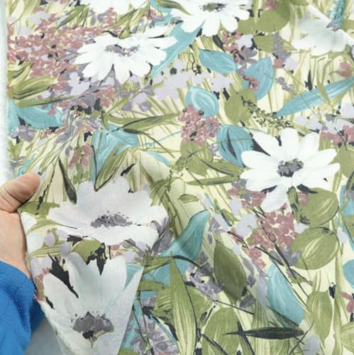 TOLKO leichter Sommer Batist zarter Nesselstoff aus Baumwolle für Kleid Bluse Tuch Gardine Vorhang | Stoffe zum Nähen Dekostoff Baumwollstoff Meterware (Blumen)