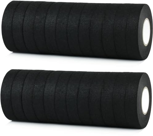 CHUANGSEED 24pack-Wiring Hardness Tape 19mmx 15m Black Loom Binding Felt for Heat Resistant Insulation Tape for Wires Noise Damping Car Cables Fixed Black Adhesive Fabric Cloth Tape