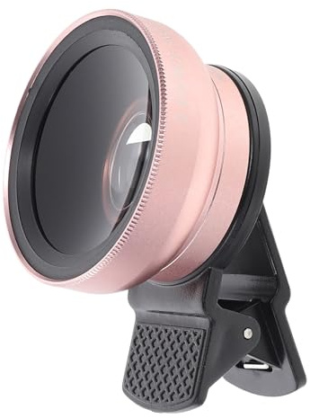 FUNNETOYU Lente Móvil Gran y Macro con Clip Lente Profesional Efecto Especial Alta Definición sin Distorsión Compatible con Smartphone Diseño Rosa Dorado