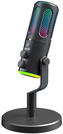 Microfono a condensatore USB Plug and Play Microfono da gioco per telefono portatile Live Streaming Karaoke Effetti di illuminazione RGB con riduzione del rumore Controllo del riverbero del volume