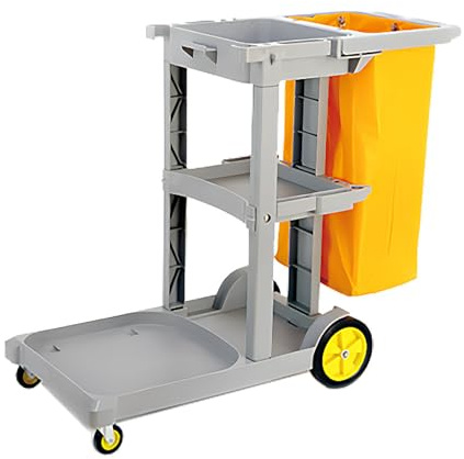 GSACLKES Warenkorb, Kommerzieller Reinigungswagen Hotel Service Trolley Rollireinigungswagen Schwarzer Push Cart Mit Rädern Für Effizienten Zimmerservice & Reinigungsbetrieb/Grau