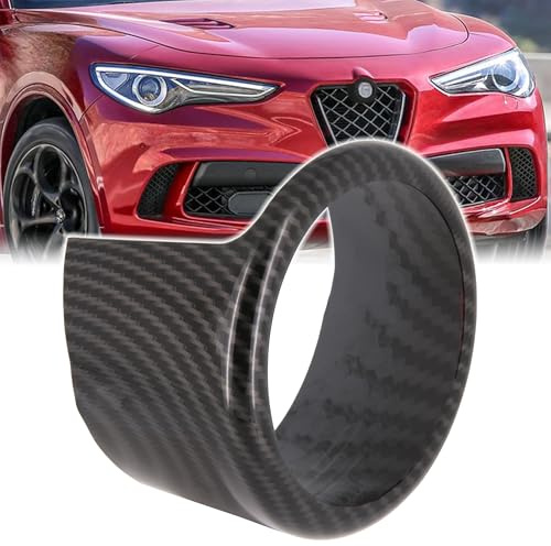 RECAMBO Bordure de l'emblème pour calandre avant aspect carbone compatible avec Alfa Romeo Stelvio à partir de 2017 – Contour ajusté – Auto-adhésif – Mise à niveau discrète – Rétro-adaptable – Pour
