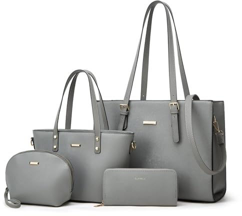 YTL Damen Handtasche Tote Shopper Groß Schultertasche Umhängetasche Geldbörse Kartenhalter Tasche 4-teiliges Set für Büro Schule Einkauf Reise Geschenk