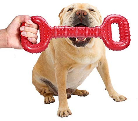 Feeko Large Breed Dog Toys - Indestructible Interactive Bone Toy, 15 Inch, Natural Rubber, Tooth Cleaning, Tug-of-war for Medium & Large Dogs