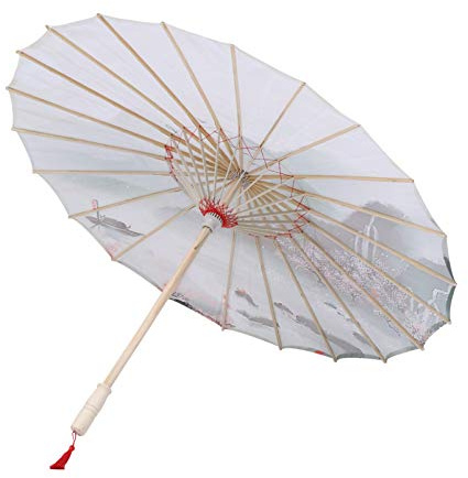 TOYANDONA Oiled Paper Umbrella Chinese Japanese Umbrella Parasol Vintage Asian Silk for Wedding Parties Photography Costumes Cosplay (Green)