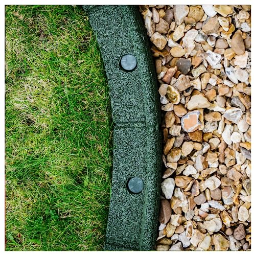 FlexiBorder 6m Green Lawn Edging - Flexible Garden Edging Border for Grass Lawns - Pathways - Raised Borders - Artificial Grass - 6 x 1m Lengths