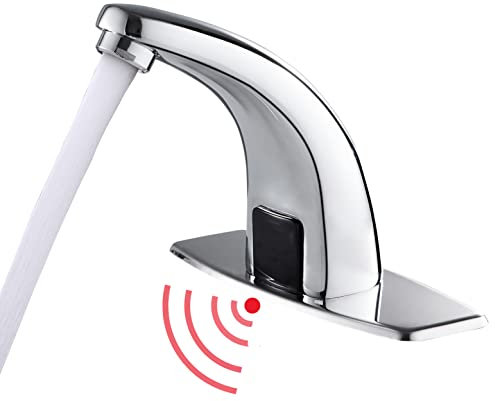 Touchless Bathroom Sink Faucet，Automatic Motion Sensor Faucets with 1 Hole Plate for Water Bath Commercial Lavatory Farmhouse, Chrome