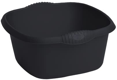 JMS we create smile - 32cm Square Plastic Kitchen Washing Up Bowl | Multipurpose Square Kitchen Sink & Mixing Container Plastic Bowl (Black)