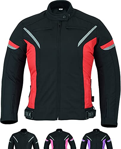 Texpeed Veste moto femme homologué - Manteau blouson en cordura textile imperméable pour femme avec armure de moto CE (EN 1621-1) Rouge - 5XL