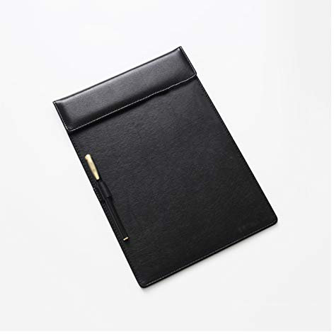 caihuashopping klemmbrettmappe High-End-Leder-Ordner A4 Business Meeting Clipboard Büro Besprechungsvorstand Clip Black Data Binder mit Stiftabdeckung (10 Packungen) Klemmbrett-Mappe