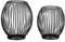 BigDean 2er Set Kerzenständer schwarz Metall – oval 14x16cm & 16x18cm groß – Stumpenkerzen Kerzenhalter Windlicht – Deko für Wohnzimmer Weihnachten