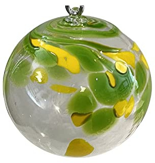 Kugel zum hängen Bunte Glaskugel Ornament gelb grün klar Fenster Dekoration mundgeblasenes Kristallglas Durchmesser ca.9 cm Oberstdorfer Glashütte