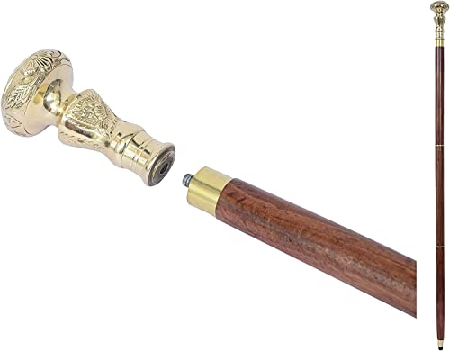 india.nautical.handicraft Vintage Messinggriff viktorianisches Teleskop klappbar Holz Gehstock Gehstock (Braun)